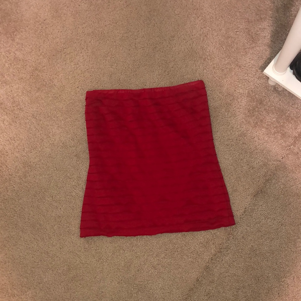 Red ruffle tube top, never worn!